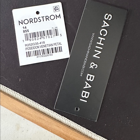 Sachin + Babi Kayla Crinkle Georgette One Shoulder Floral Gown in Blue EUC - Picture 12 of 14